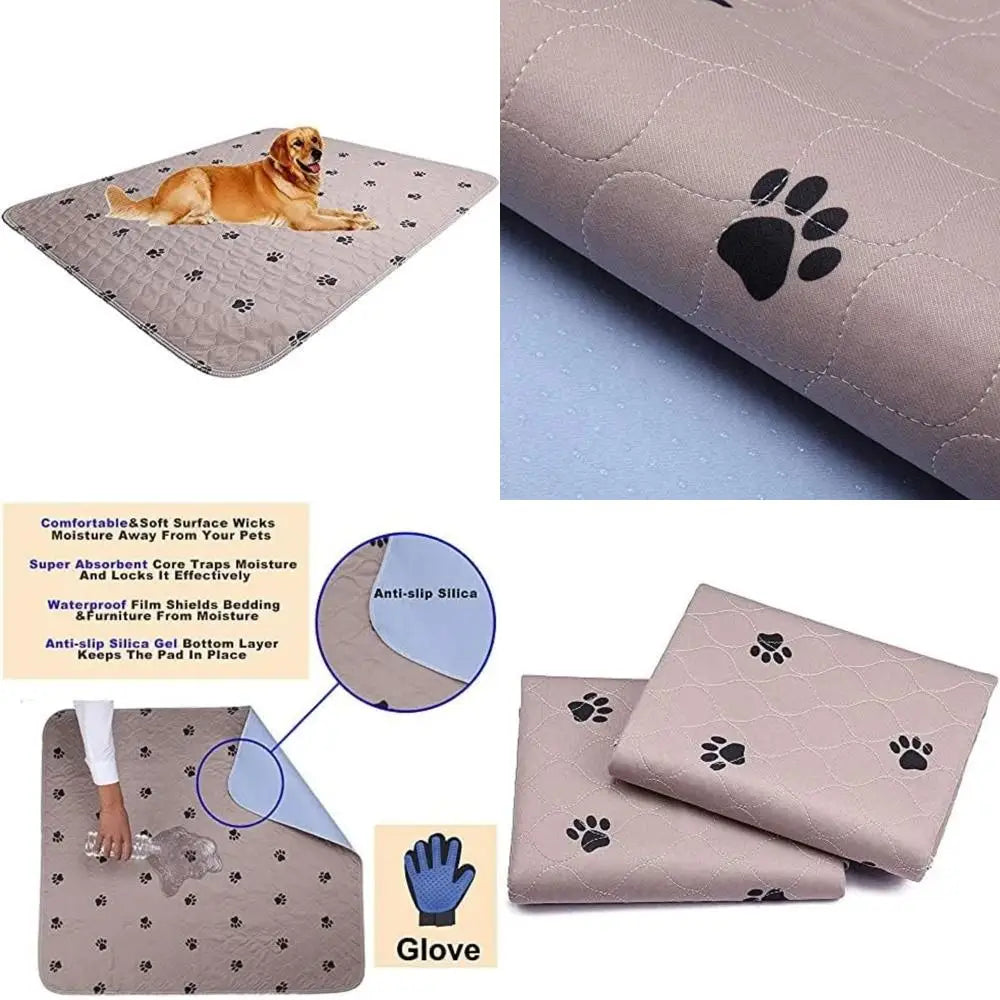 Washable Dog Pee Pads with Puppy Grooming Gloves,Puppy Pads,Reusable Pet Training Pads,Large Dog Pee Pad,Waterproof Pet Pads for