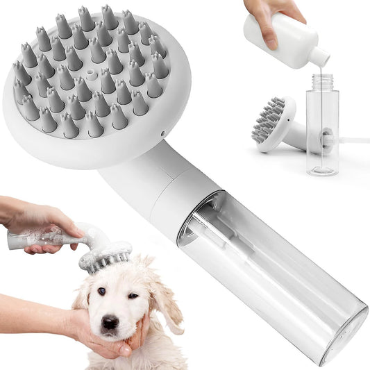 Dog Bath Brush 3 in1 Dog Shampoo Brush Soft Silicone Dog Brush for Pet Grooming Washing Soap Brush 36 Clean Massage Brush Head