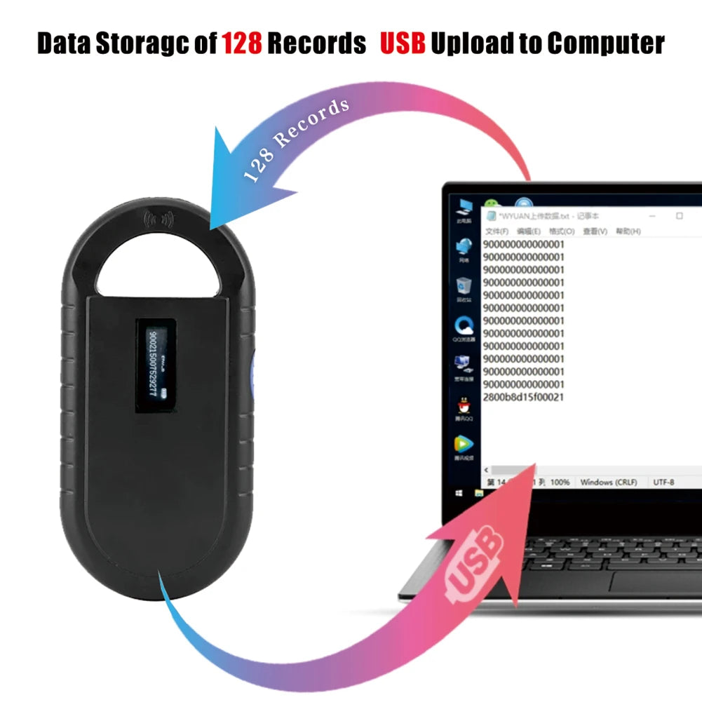 Pet ID Reader 134.2Khz 125kHz Animal RFID Reader Chip Transponder EMID FDX-B Pet Scanner Handheld Microchip Scanner ISO11784/5