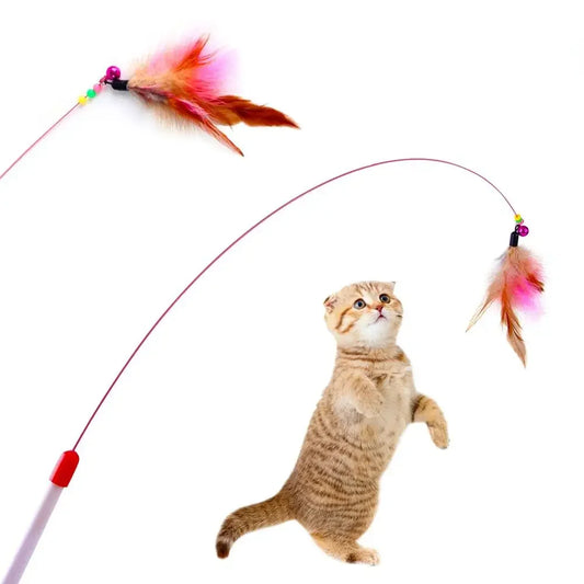 Interactive Cat Toy Funny Simulation Feather Fish with Bell Stick Toys for Kitten Playing Teaser Wand Toy игрушки для кошек