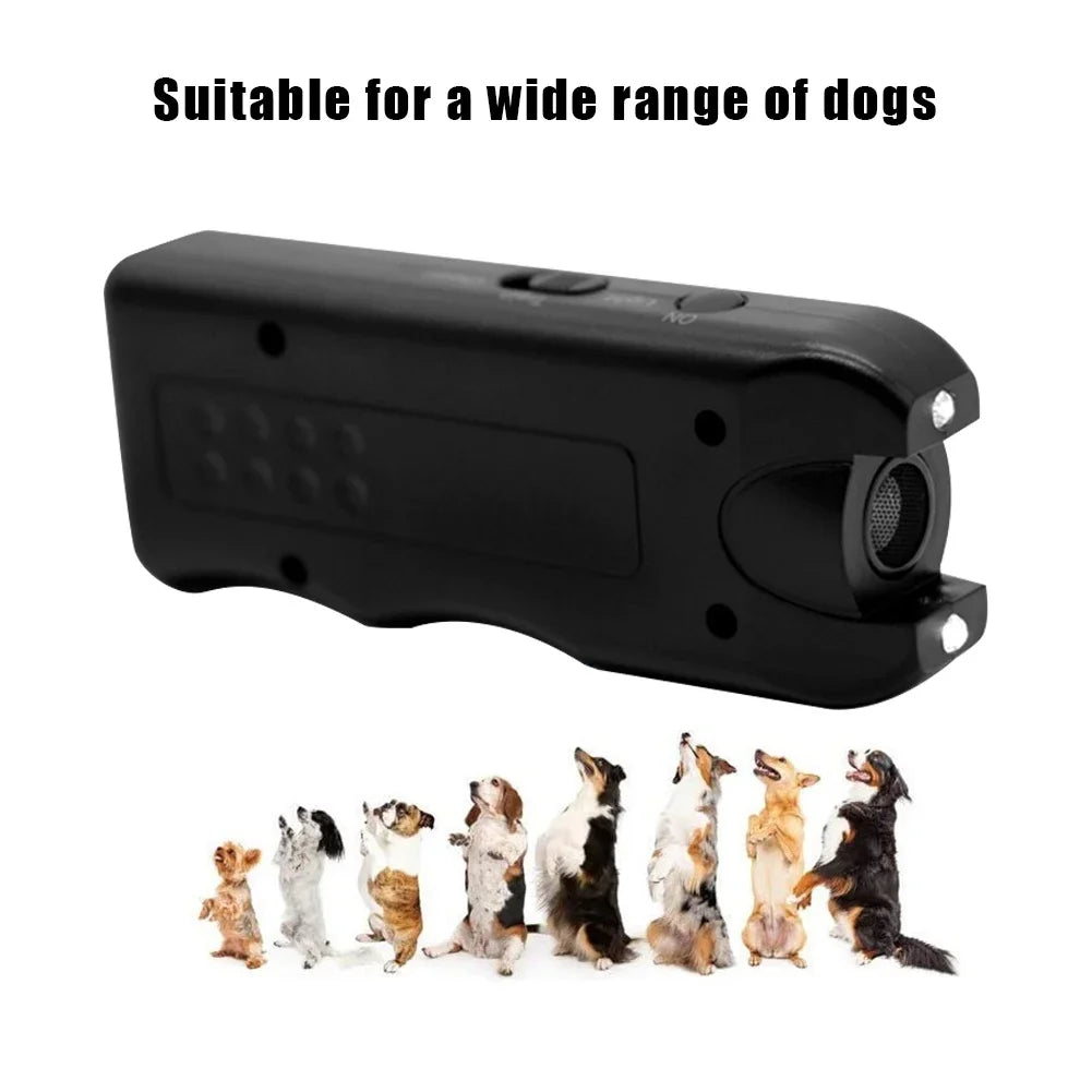 Ultrasonic Anti Barking Device Portable Dog Barking Trainer with LED Light Dog Bark Suppressor Battery Powered for All Size Dogs