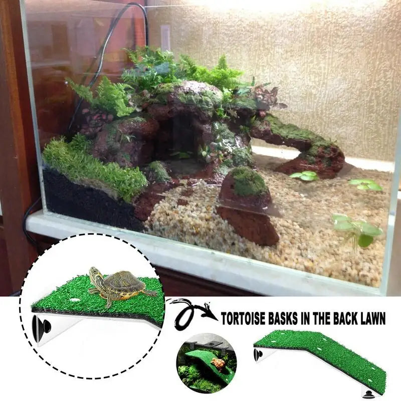 Reptile Lawn Climbing Turtle Basking Platform Ladder Simulation Grass Ramp Aquatic Turtle Water Tank Habitat Decor Accessories