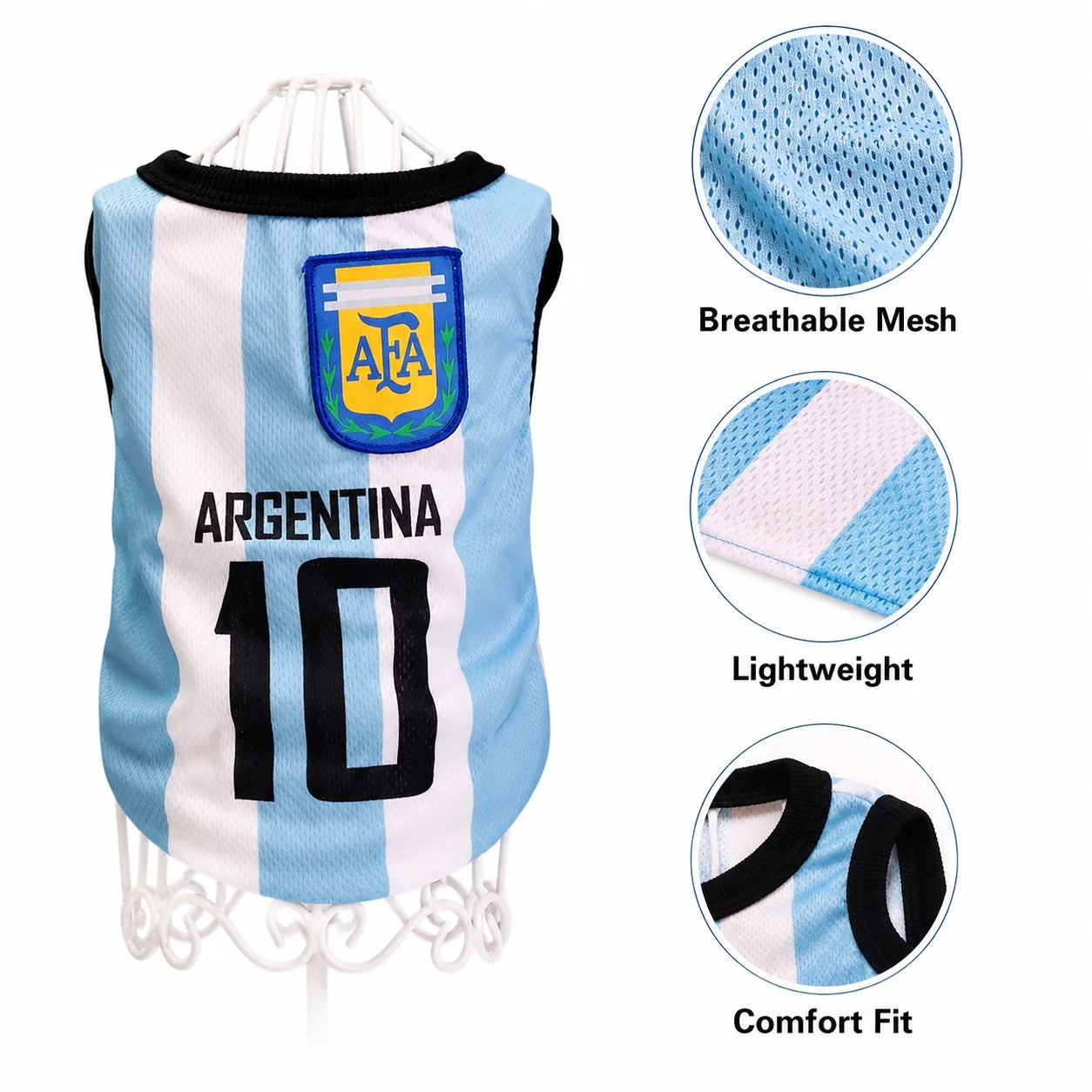 Breathable Mesh Dog Sports Jersey, Lightweight Pet Football Shirt for Small & Medium Dogs, Summer Puppy Vest Clothing for Teddy,