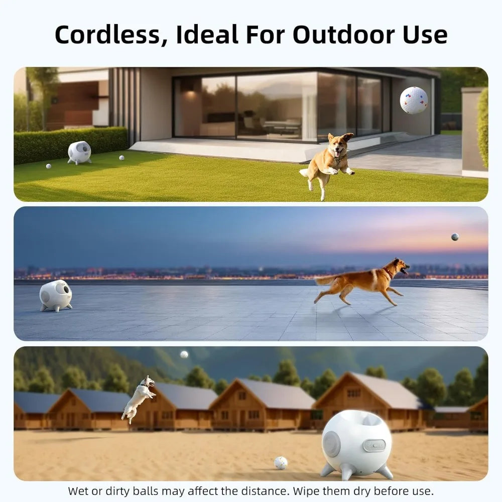 Automatic Ball Launcher for Dogs with Obstacle Detection, 20ft-80ft Adjustable Distances Ball Thrower
