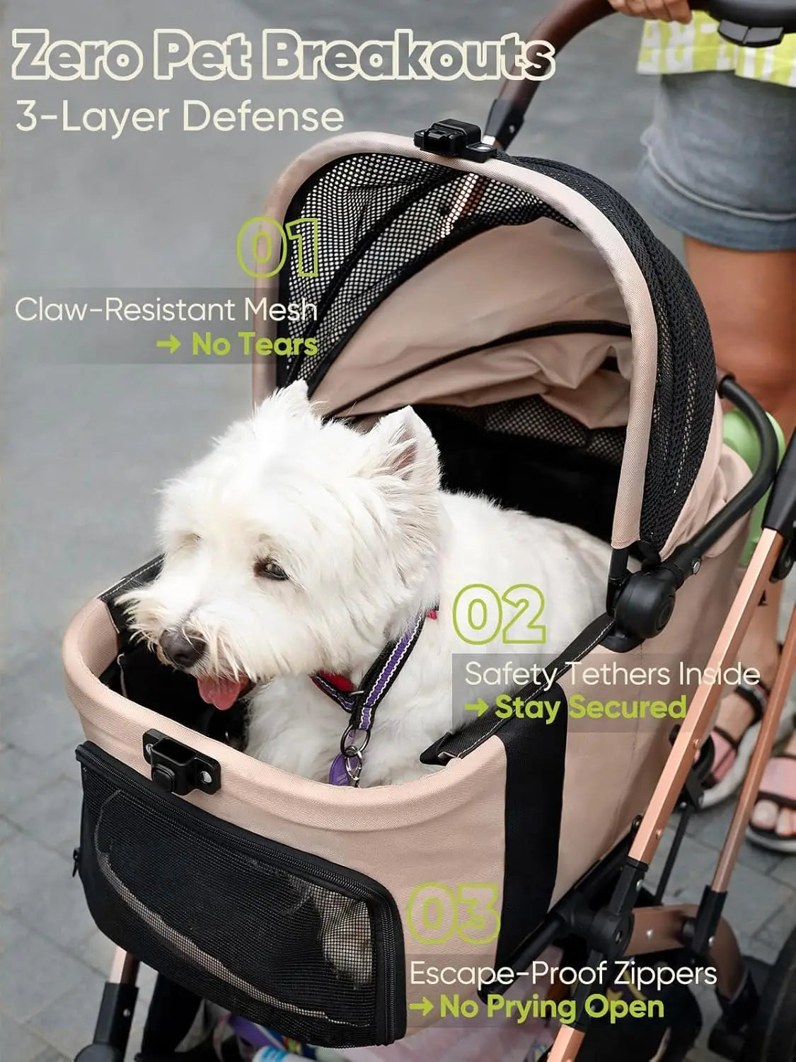5-in-1 Foldable Pet Stroller for Small Dogs and Cats Up to 55 lbs, Waterproof Carrier with Easy-Clean Design