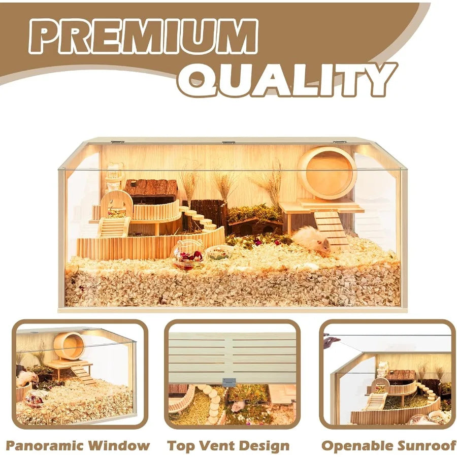 Hamster Cage Chew Proof Guinea Pig Cages Mice and Rat Habitat Openable Top Hamster Habitat Solid Built