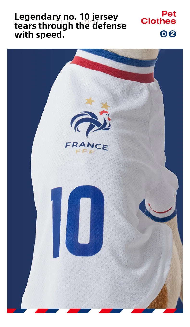 French  football team Pet Breathable Mesh Jersey Summer Quick Dry Vest Thin Cool T Shirt Clothes for Cats Dogs Puppy