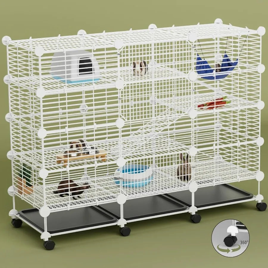 Large Guinea Pig Cages Indoor: 4Tier CC Rabbit Cage with Wheels and Removable Tray for Small Animals Including Bunnies Hamsters