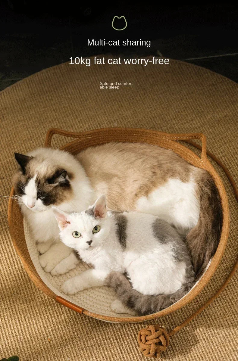 Handwoven Cotton Rope Cat Bed