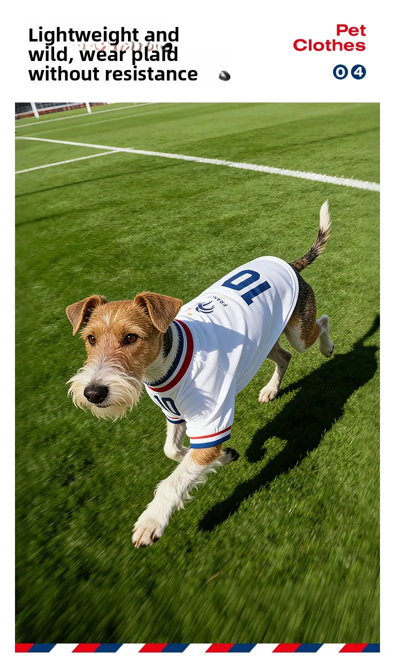 French  football team Pet Breathable Mesh Jersey Summer Quick Dry Vest Thin Cool T Shirt Clothes for Cats Dogs Puppy