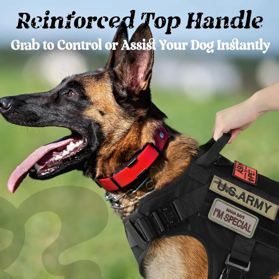 Tactical Dog Harness for Large Heavy Duty Pet Harness with Handle NoPull Service Vest for Large Breed Dogs Adjustable Military