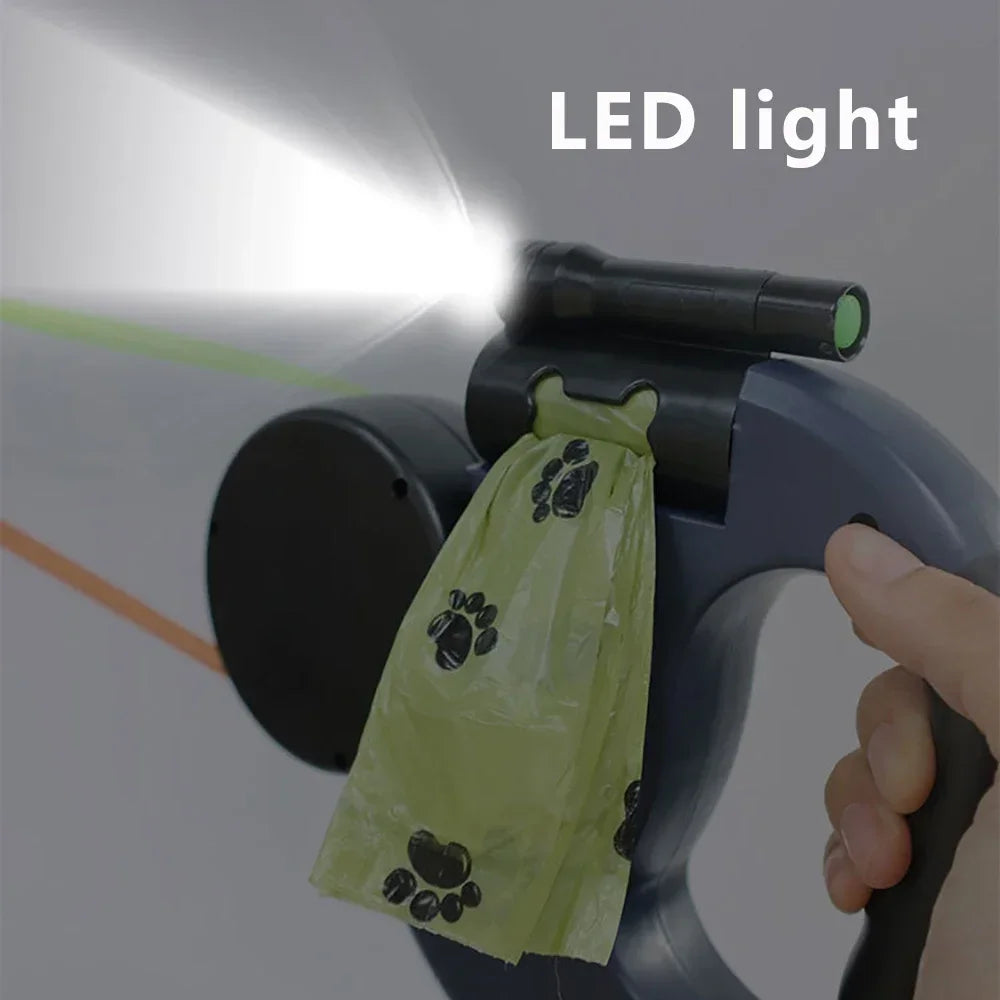 Retractable Dual Doggie Leash with LED Light, 360 Swivel No Tangle for Each Dog Independent Braking with 3M Reflective Leads Dog