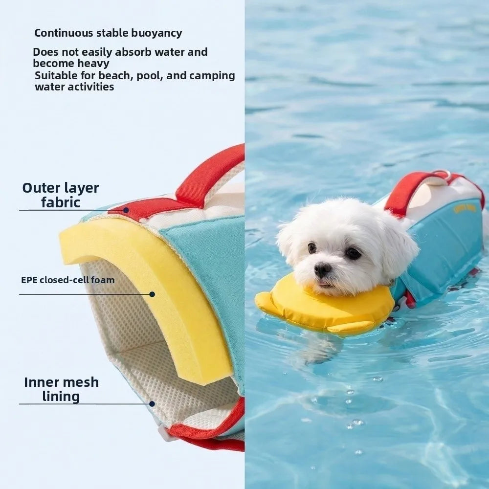 Strong Buoyancy Dog Life Jacket Adjustable Breathable Dog Swimming Suit Quick Drying Waterproof Dog Life Preserver Boating