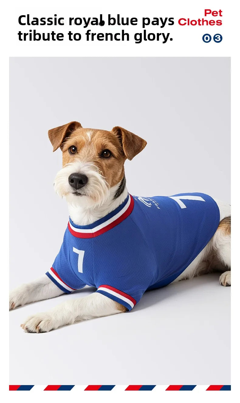 French  football team Pet Breathable Mesh Jersey Summer Quick Dry Vest Thin Cool T Shirt Clothes for Cats Dogs Puppy