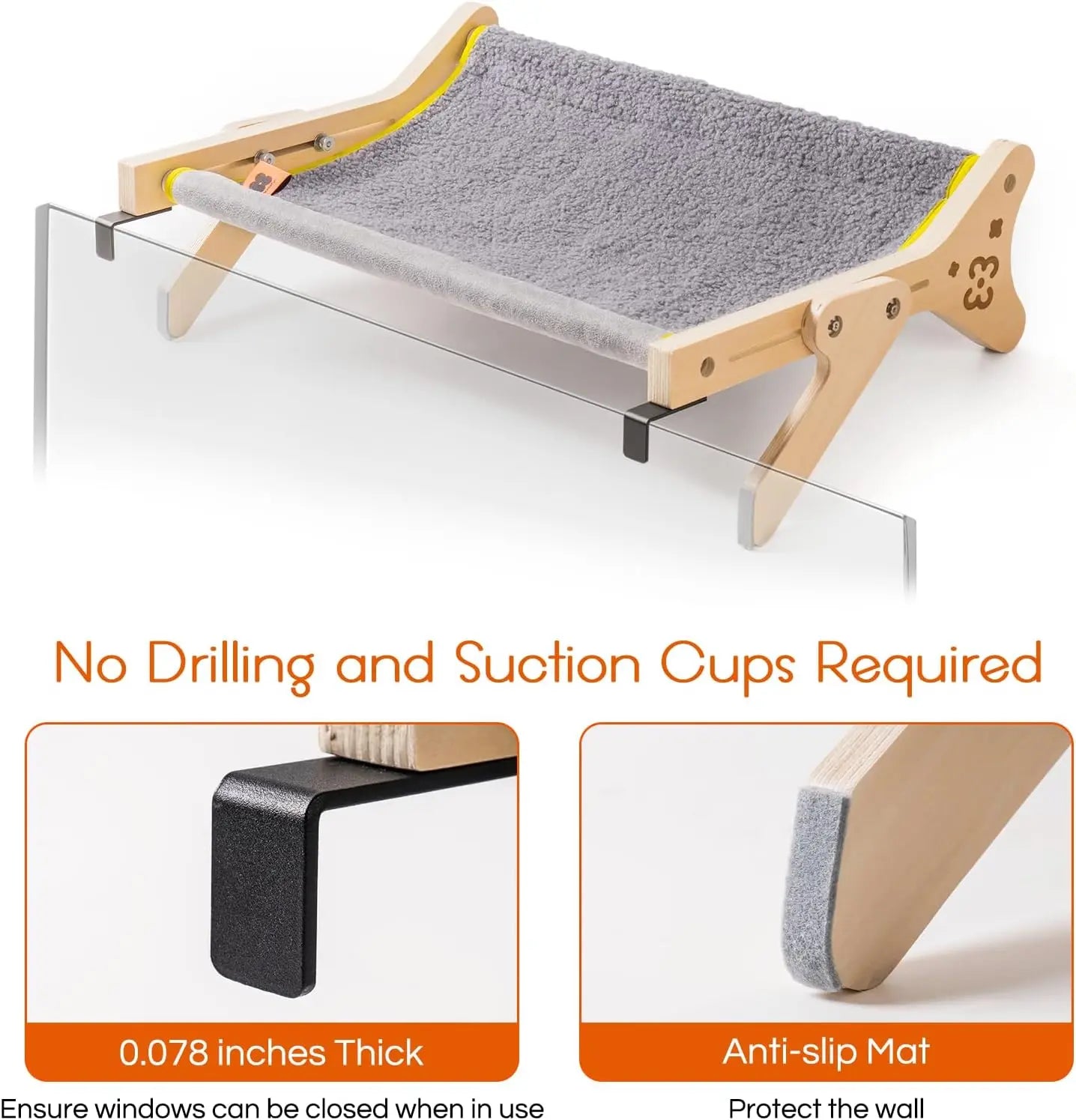 Cat Window Perch Cat Window Hammock Seat 2 in 1 Beige Cream Grey Pink Adjustable Steady Cat Bed for Indoor Cats