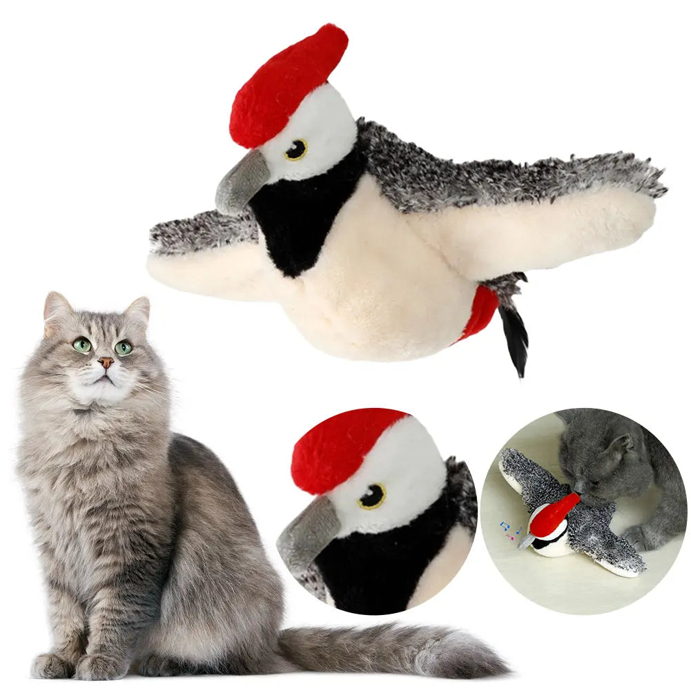 Interactive Cat Toys Rechargeable Simulated Chirping Bird Cat Toy Touch Activated Kitten Toy for Indoor Cats Kitten