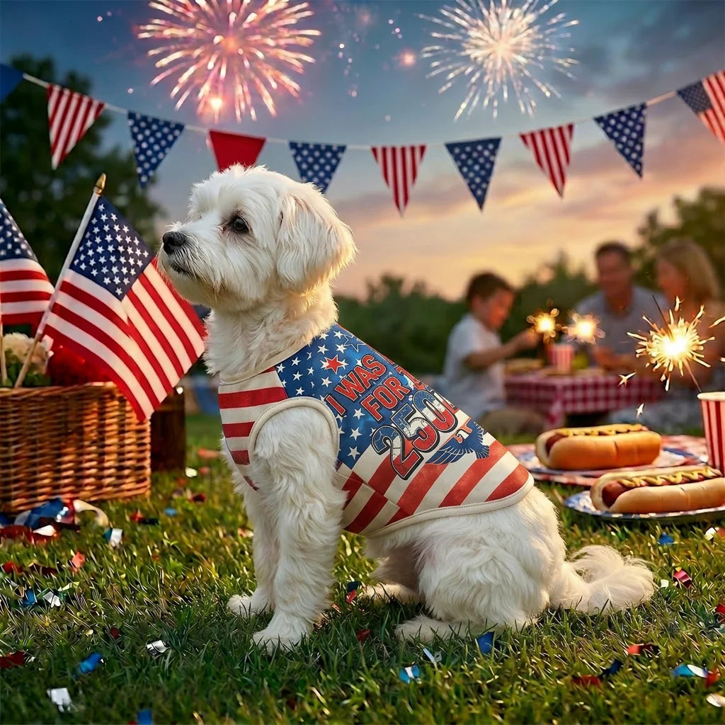 Pet Dog Vest with U.S. 250th Anniversary Star-Spangled Banner Print, July 4th Dog Clothes, Small Medium Large Dogs Cats Apparel