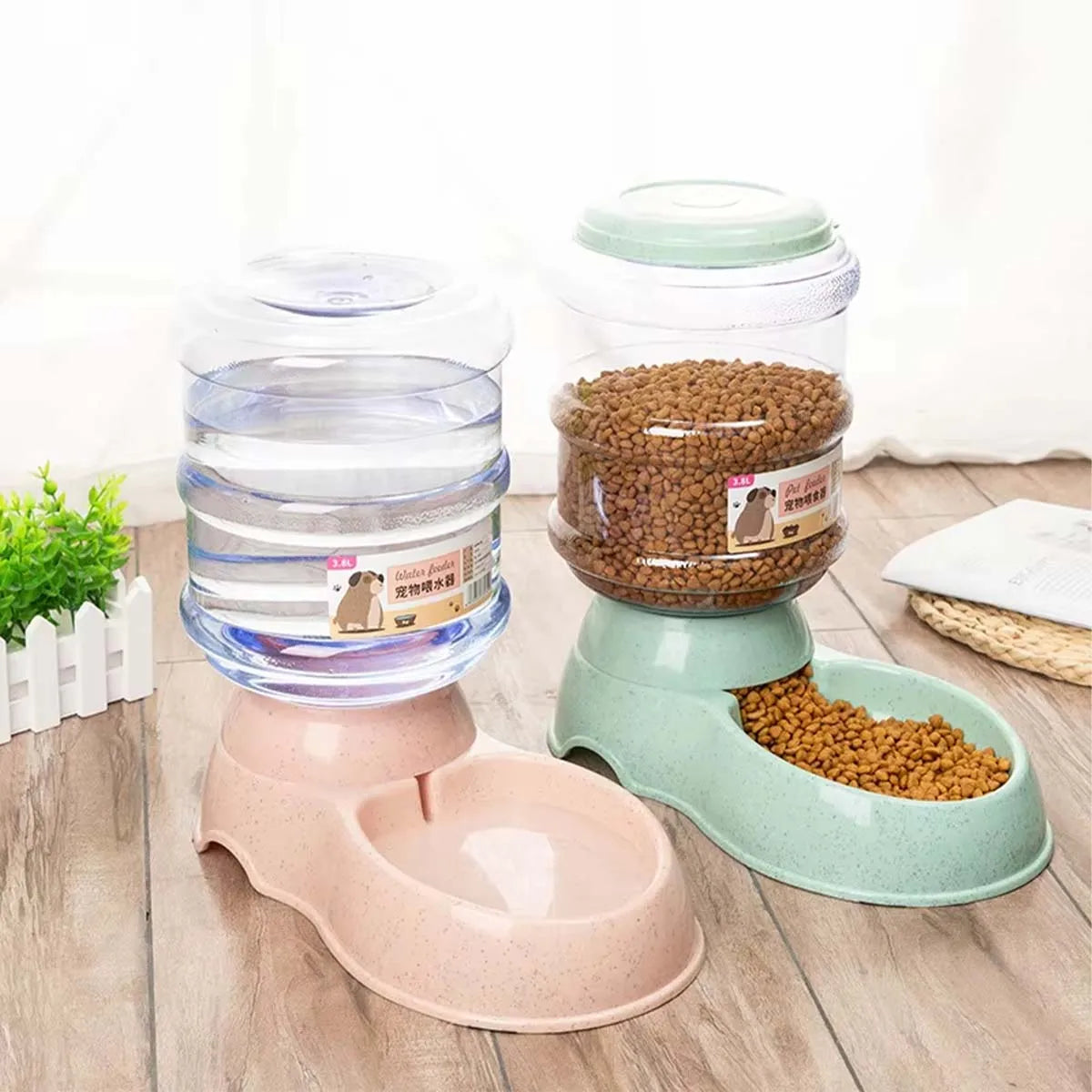 Automatic Pet Feeder 3.8L Large Capacity Pet Feeder and Water Dispenser Plastic Water Bottle Pet Supplies Bowl For Cats And Dogs