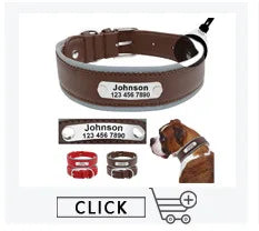 Personalized Dog Collar Dog Leather Padded Pet ID Collar Free Engraved Puppy Collars Reflective For Small Medium Large Dogs