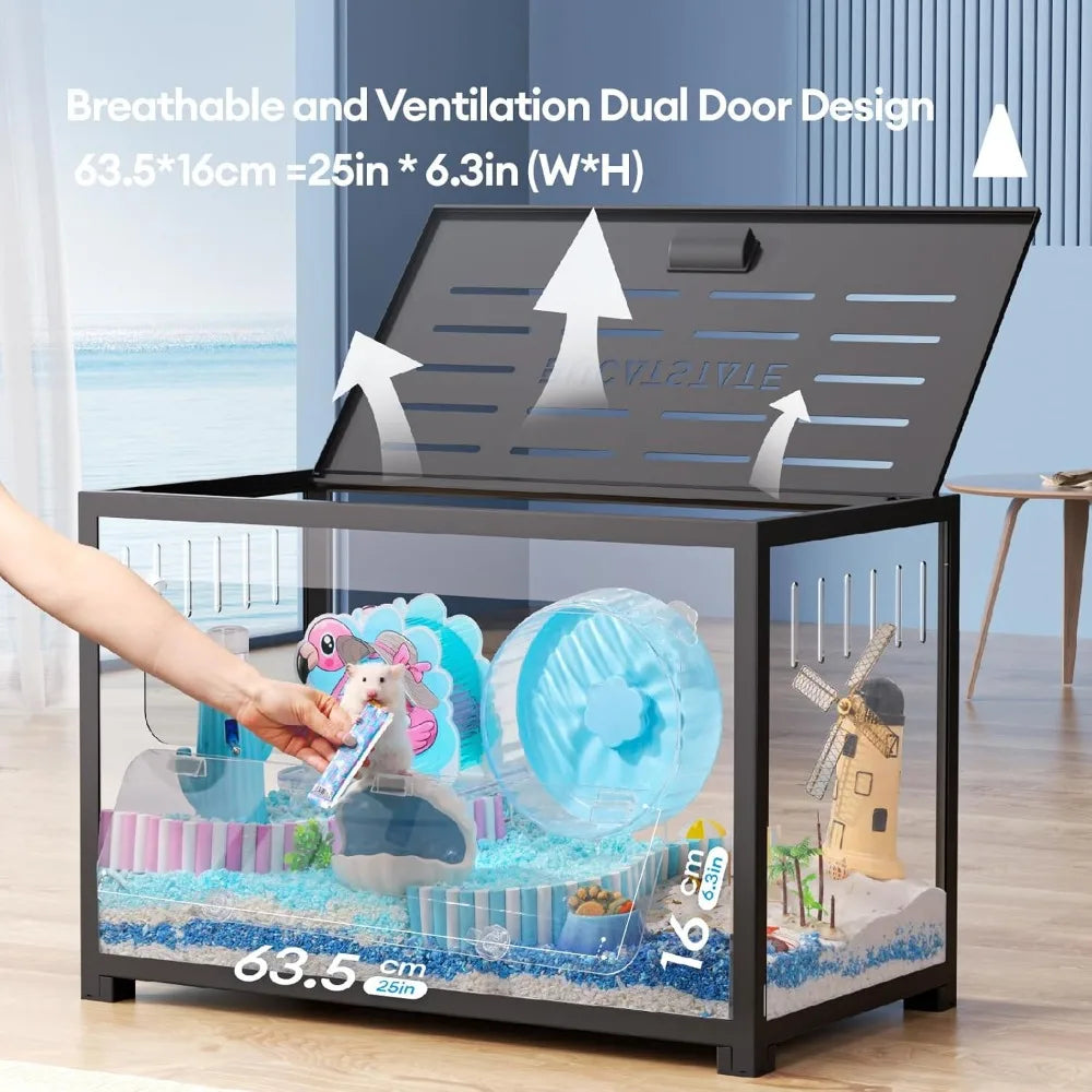 Hamster Cage Metal 2.0 - Small Animal Habitats Large Stackable with Top Access Easy Assemble 31.4L*17.6W*20H Inches Dwarf Syria