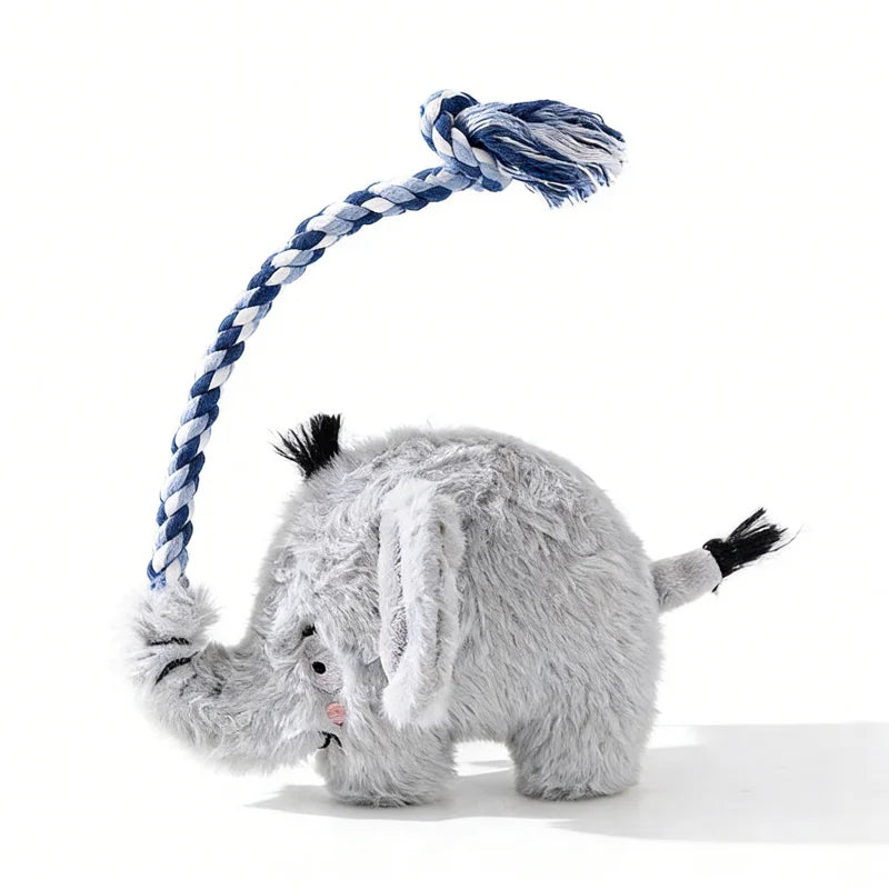 Cute Animal Rope Indestructible Plush Dog Toy with Squeaker