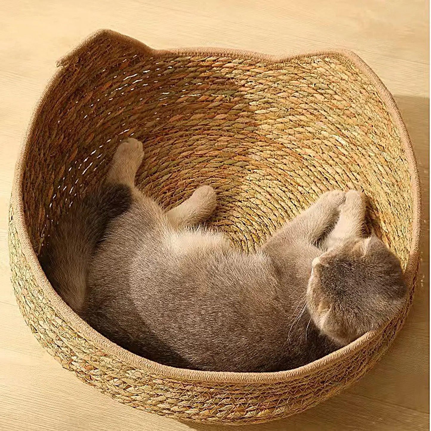 Cat Bed Cotton Rope Woven Cat Bed with Pillow and Cushion All Season Indoor Weaving Pet Resting Scratching Sleeping Furniture