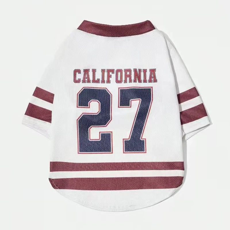 CALIFORNIA 27 Mesh Breathable Dog Jersey Basketball Clothing Teddy Sport Puppy T-Shirts Summer Pet Cat Shirts for Small Dogs