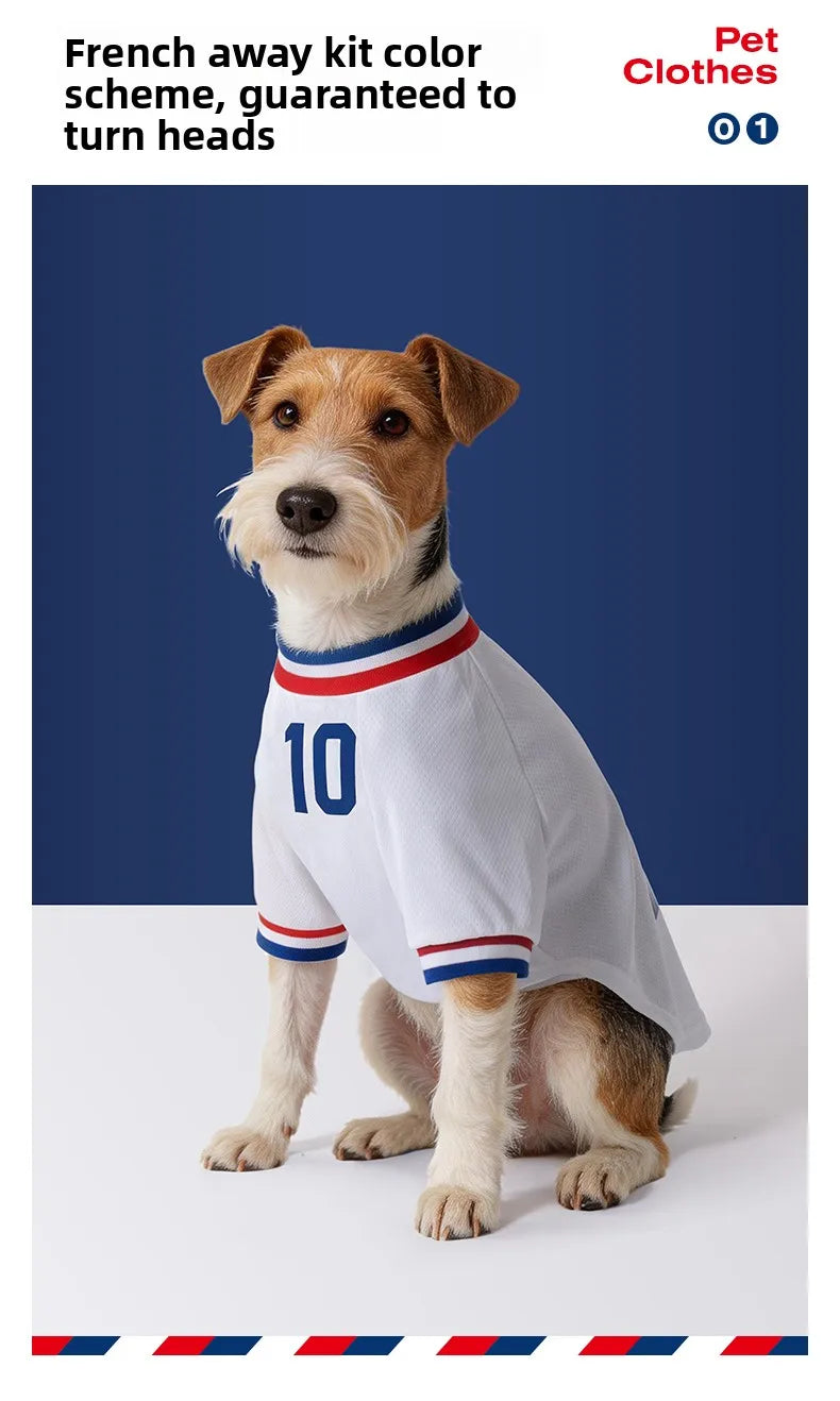 French  football team Pet Breathable Mesh Jersey Summer Quick Dry Vest Thin Cool T Shirt Clothes for Cats Dogs Puppy
