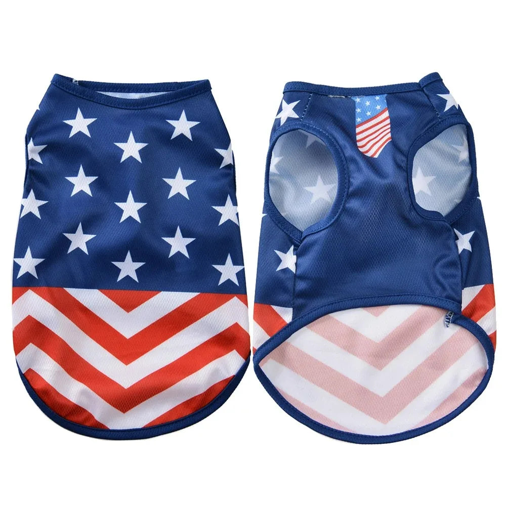 Small Dog Independence Day Shirt Summer Pet Clothes Cat Puppy Vest Chihuahua Yorkie American Flag Costume