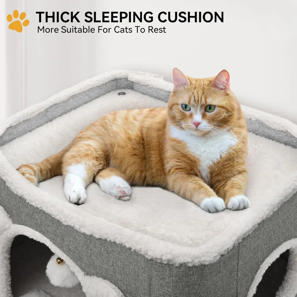 YITAHOME 3-Tier Cat House, Cat Beds for Indoor Cats, Modern Cat Condo with Highway Cave, Scratch & Itching Post, Climbing Stand,