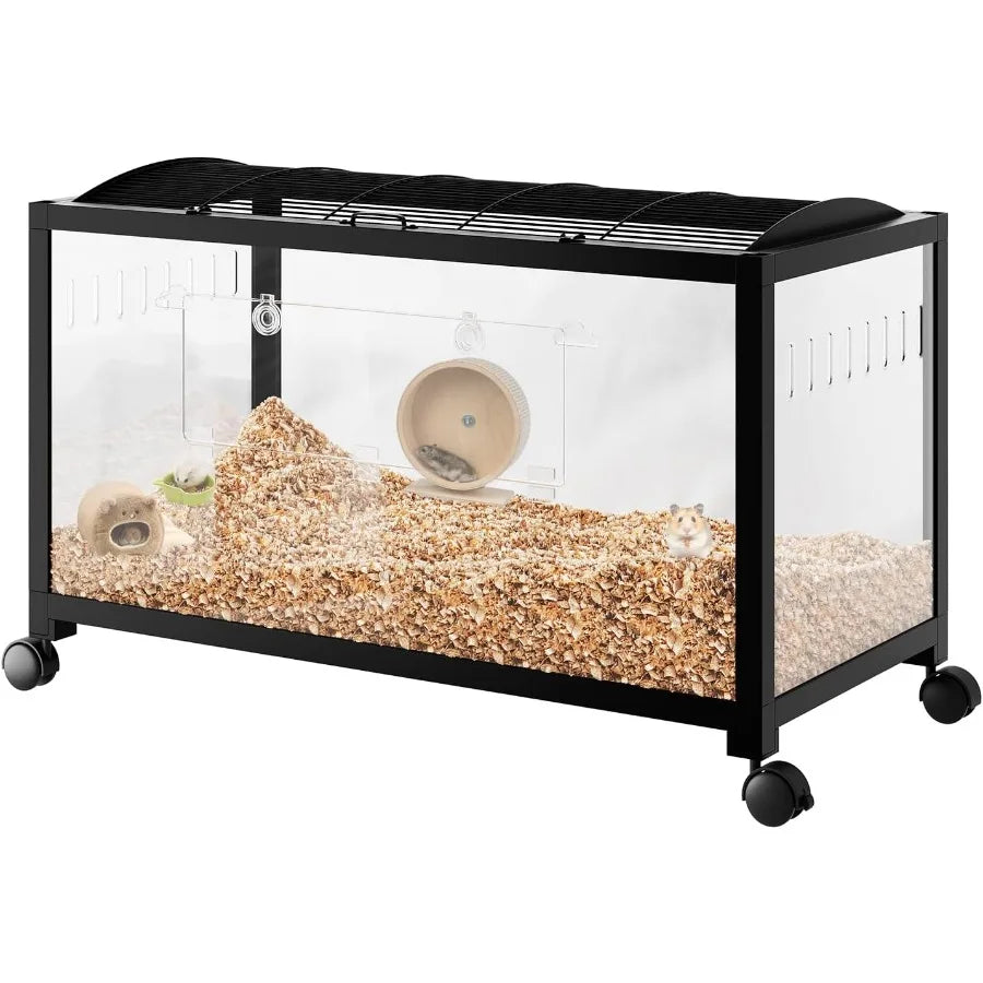 Acrylic Hamster Cage for 2 Rats Indoor Guinea Pig Cages Small Animal Habitats with 360 Viewing and Stacked Design Ideal for Chi