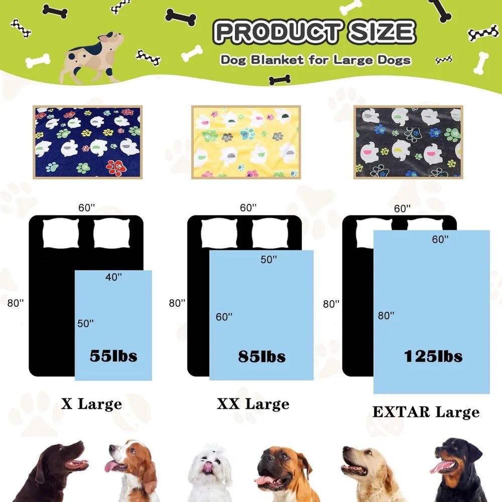 Dog Blankets for Large Dogs,with Flannel Gray Elephant Pattern and paw Prints, 60x50 inches, Cat Blanket Puppy Supplies Dog, So