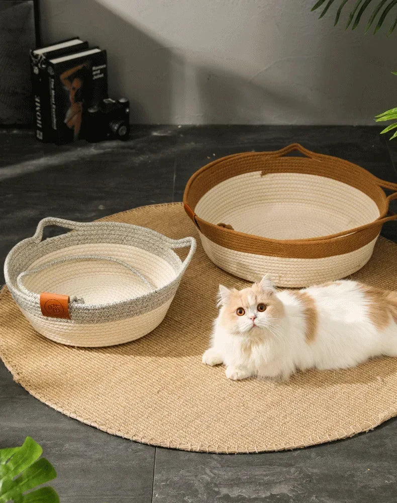 Handwoven Cotton Rope Cat Bed