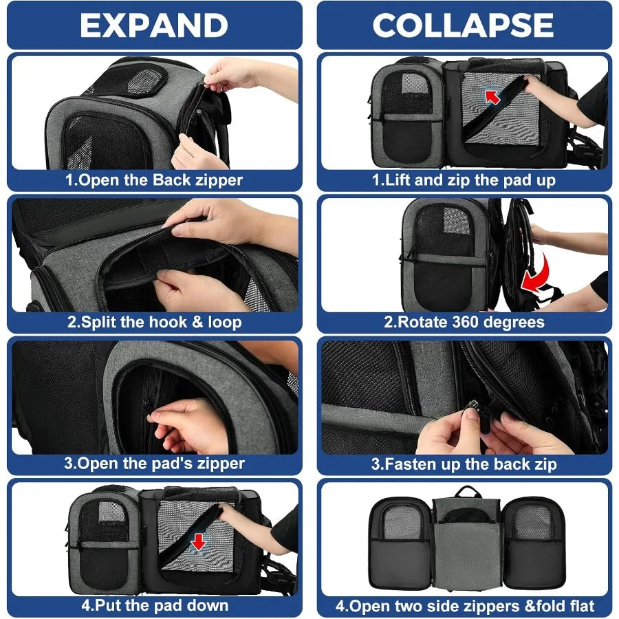 Pet Carrier Backpack for Large Small Cats and Dogs Puppies with Safety Features and Cushion Back Support Ideal for Travel Hikin