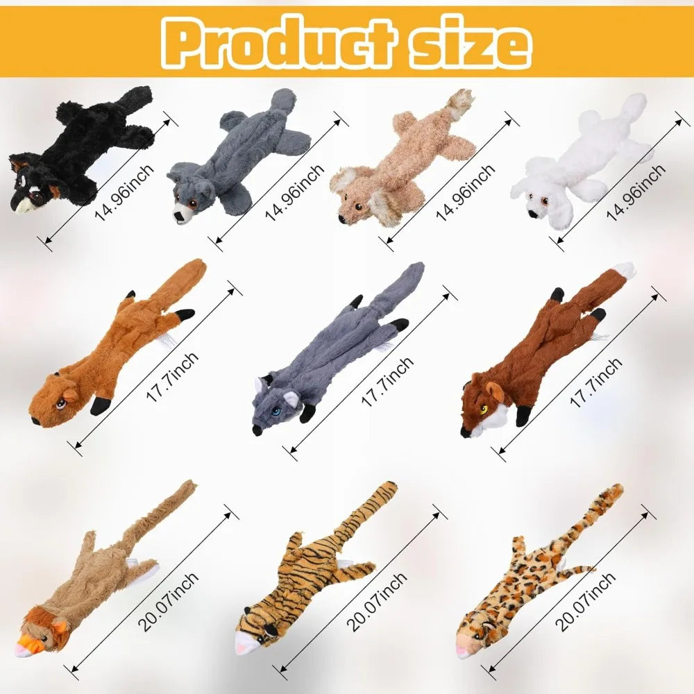 S10 Pcs Dog Squeaky Toys No Stuffing Crinkle Pet Toy for Aggressive Chewers