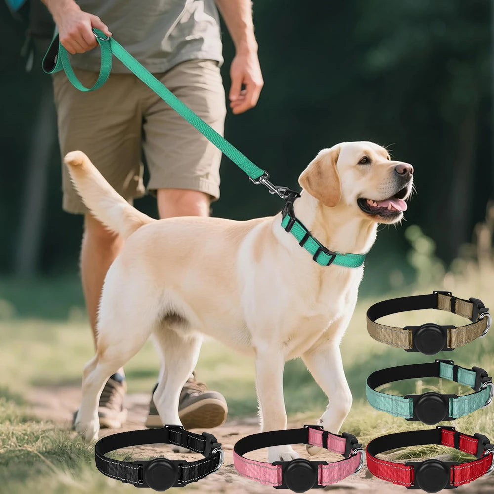 Reflective Dog Collar Adjustable Comfortable Pet Collars with Buckle for Medium Dogs AirTag Dog Collar