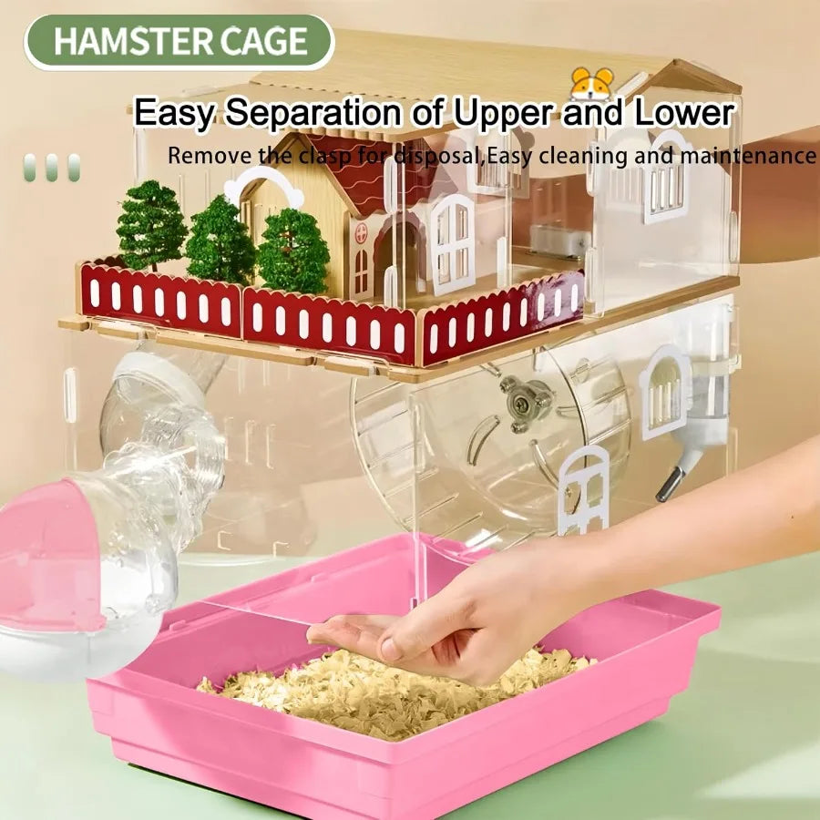 12 in 1 Clear Acrylic Hamster Cage with All Accessories13.5''L*10''W*15''H Dwarf Hamster Cage