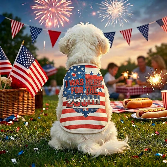 Pet Dog Vest with U.S. 250th Anniversary Star-Spangled Banner Print, July 4th Dog Clothes, Small Medium Large Dogs Cats Apparel