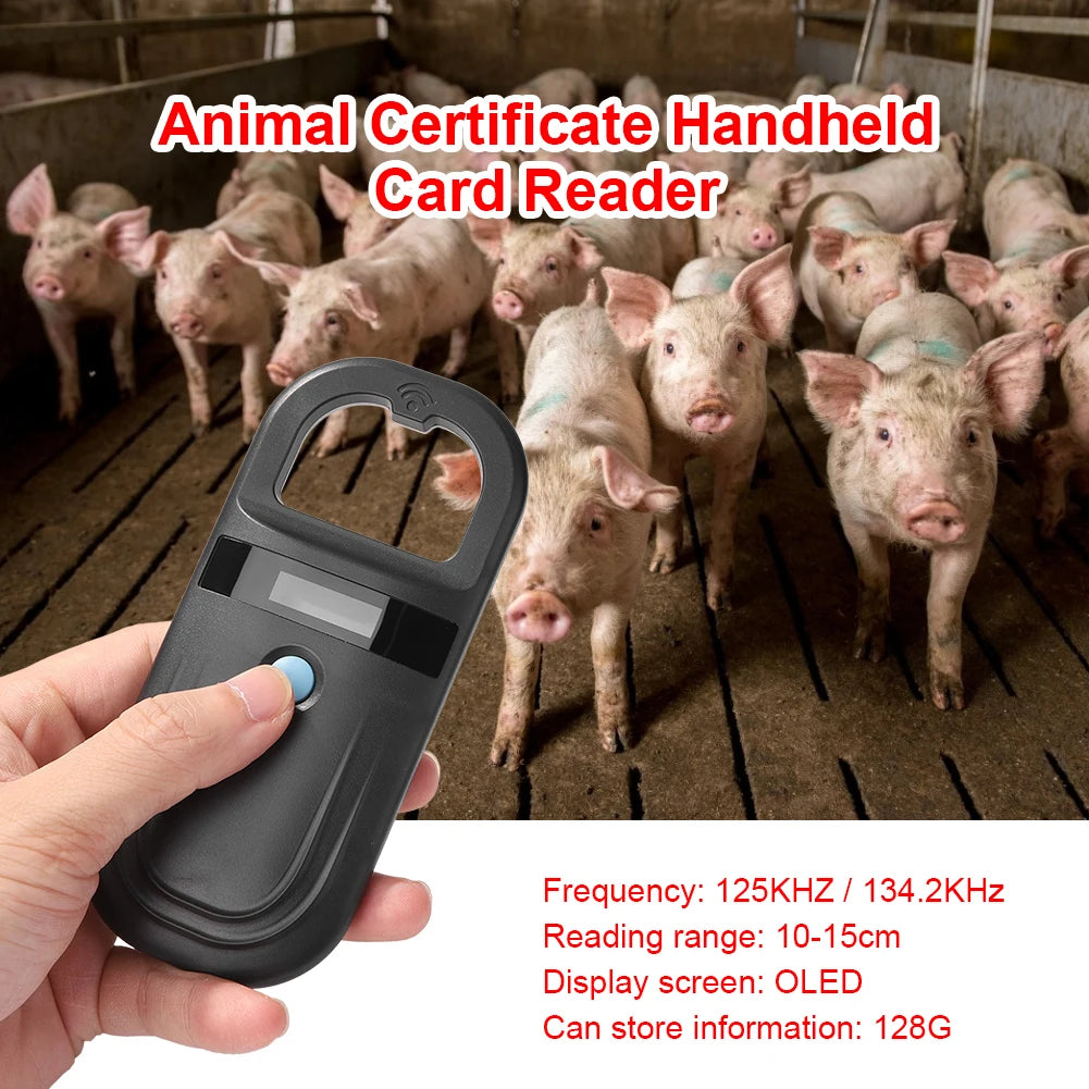 Micro Chip Reader Scanner Rechargeable Pet ID Reader 134.2kHz 125kHz with Stable OLED Display for ISO 11784/11785 FDX-B and ID64