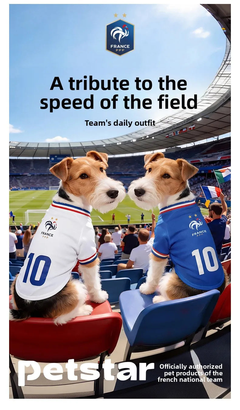 French  football team Pet Breathable Mesh Jersey Summer Quick Dry Vest Thin Cool T Shirt Clothes for Cats Dogs Puppy
