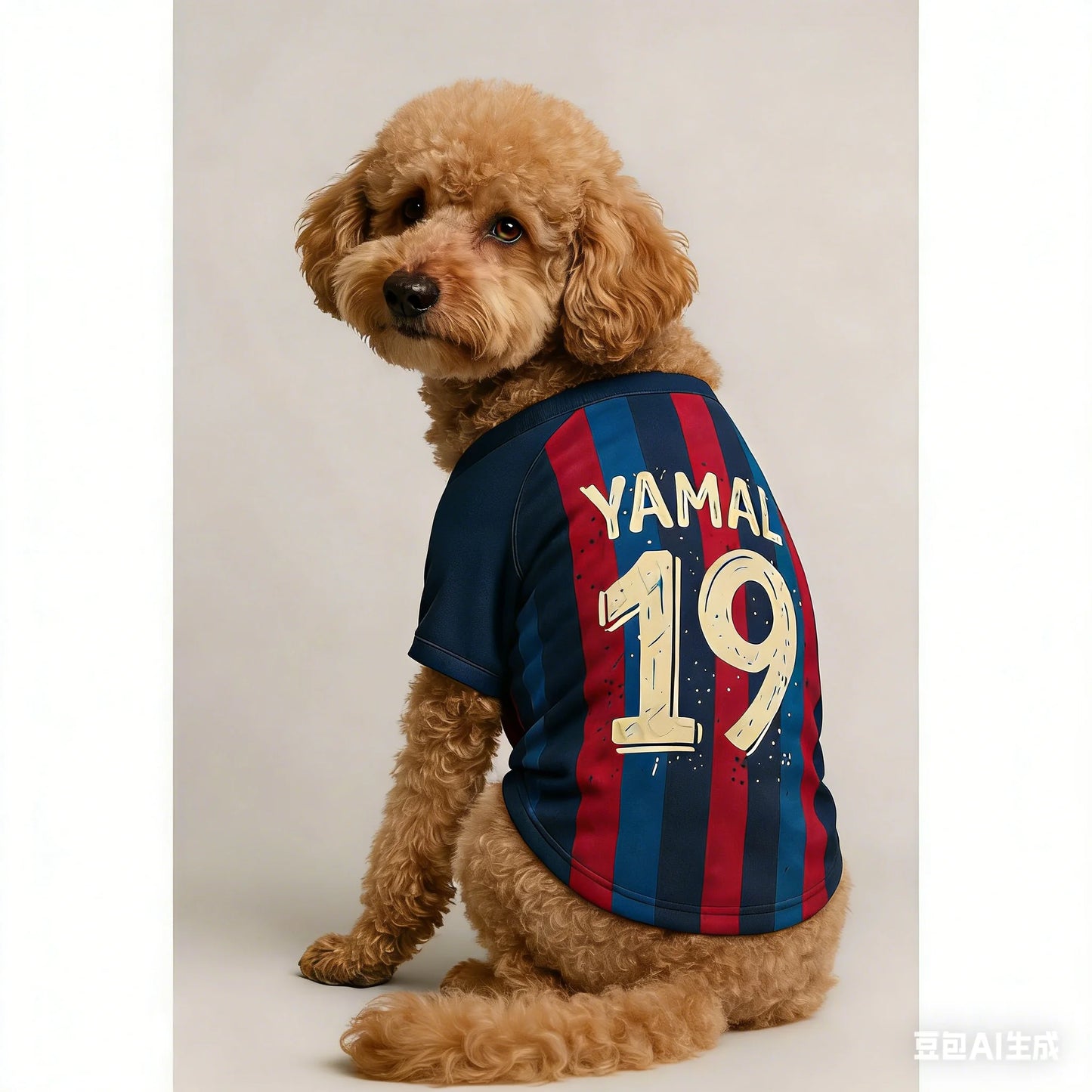 Yamal 19 Pet Dog Jersey Soft Breathable Polyester Football Striped T-Shirt for Small Medium Large Dogs Sports Style Comfortable