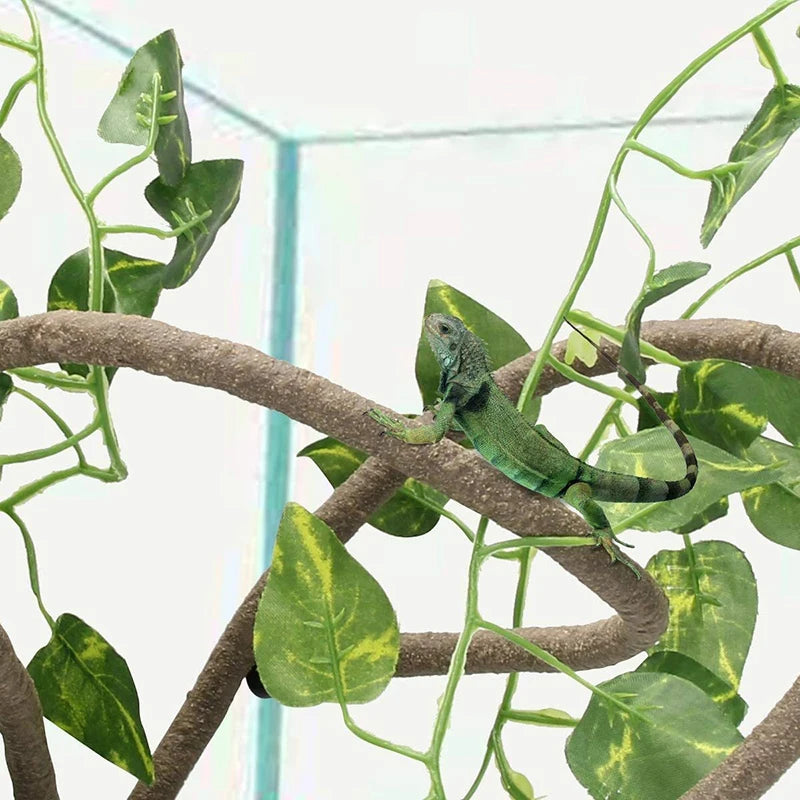 1M Flexible Artificial Reptile Vines Jungle Climbing Rattan Plants Bendable Fake Decor for Lizard Terrarium Tank Pet Habitat