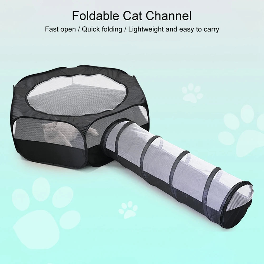 2-In -1 Cat Tunnel Rabbit Cage Two-Piece Cat Nest Toy Foldable Multifunctional Cats Roll Cage Pet Supplies