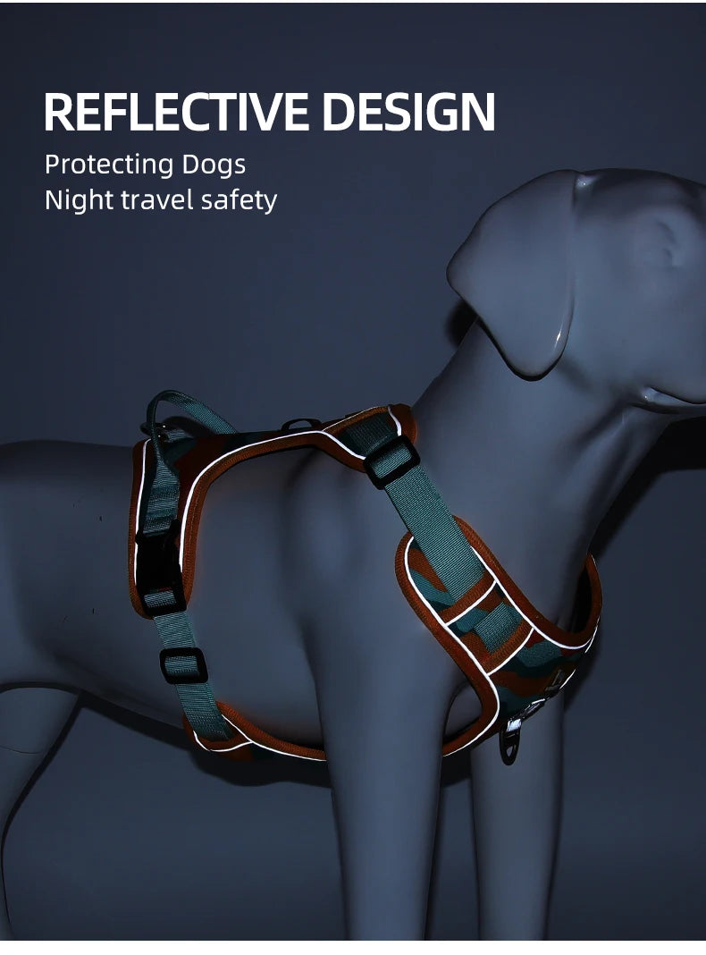 New Reflective Dog Harnesse with Handle Explosion Proof Rush Big Dog Chest Harness Outdoor Commuter Anti-breakaway Dog Leash