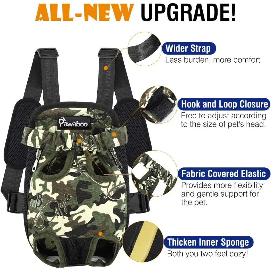 Adjustable Pet Carrier Backpack with Legs Out Design for Small to Medium Dogs and Cats Ideal for Traveling Hiking and Camping