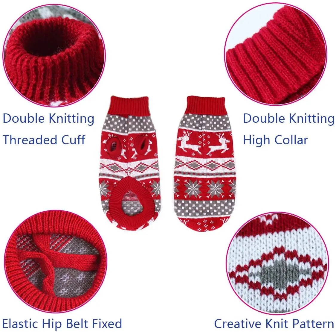 Christmas Dog Sweater Medium Large Dogs Reindeer Snowflake Knitted Sweater Xmas Holiday Pet Clothes Turtleneck Knitwear Pullover