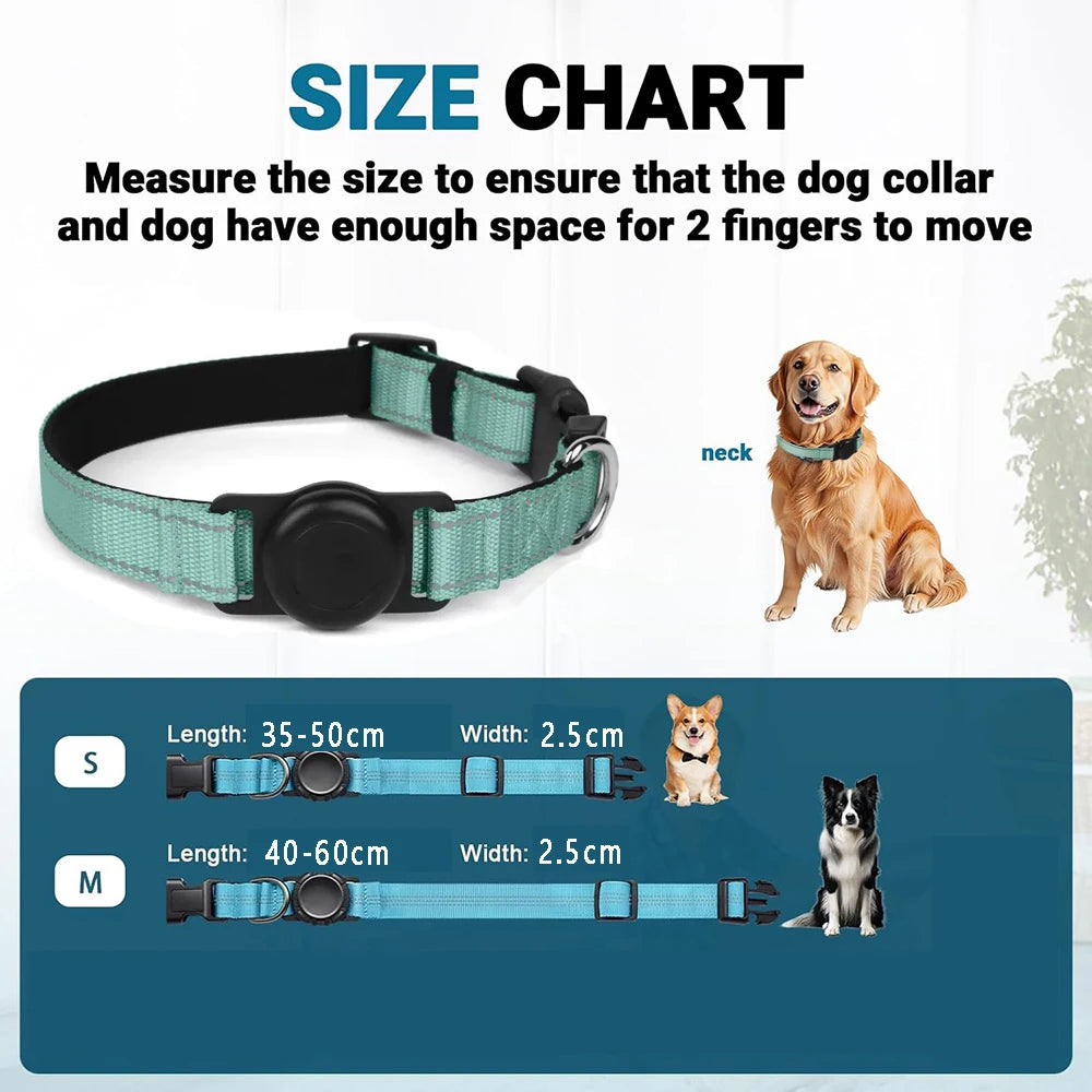 Reflective Dog Collar Adjustable Comfortable Pet Collars with Buckle for Medium Dogs AirTag Dog Collar