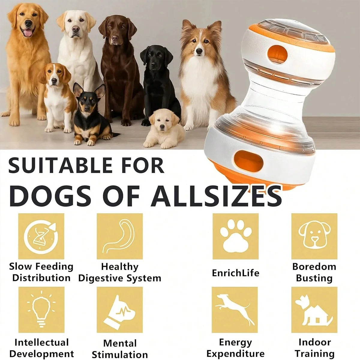 Interactive Dog Treat Dispenser Toy Dog Puzzle Rolling Leak Food Ball Toy Durable Chew Tooth Healthy Ball Suitable for All Breed