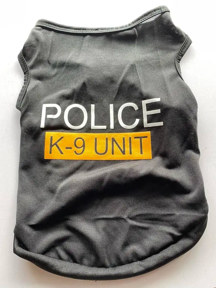 Polices Suit Cosplay Dog Clothes Black Elastic Vest Puppy T-Shirt Coat Accessories Apparel Costumes Pet Clothes For Dogs Cats