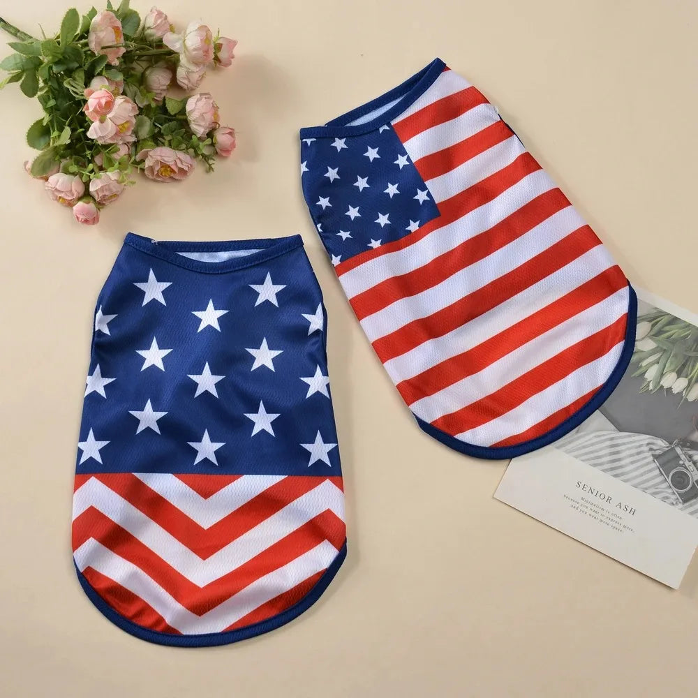 Small Dog Independence Day Shirt Summer Pet Clothes Cat Puppy Vest Chihuahua Yorkie American Flag Costume